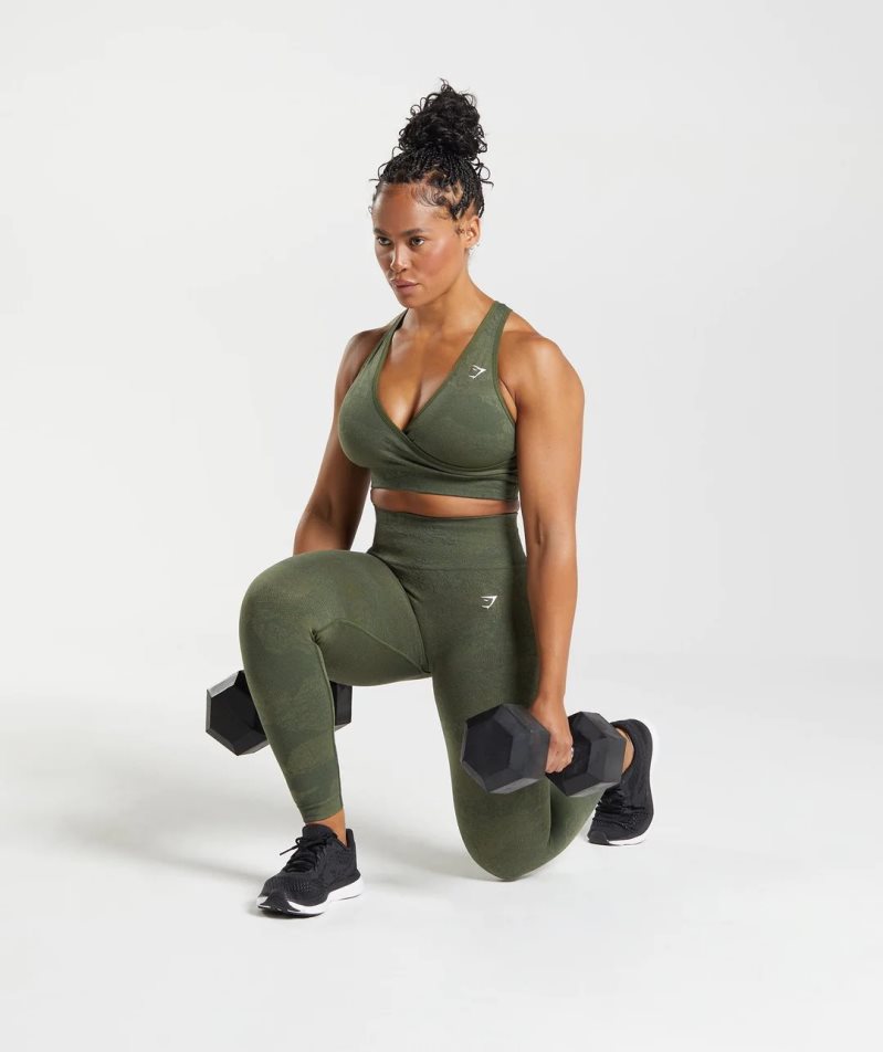 Women's Gymshark Adapt Camo Seamless Leggings Olive | NZ 0BAGWH